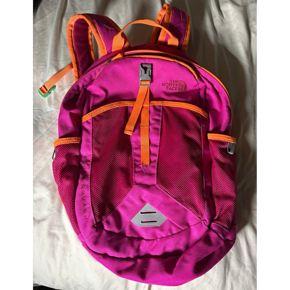 The North Face Recon Squash Backpack Kids School Bag Pink Orange Trim